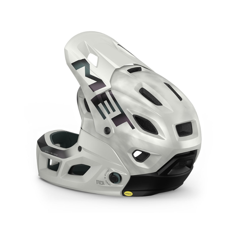 Full-face kolesarska čelada MET Parachute MIPS White Iridescent